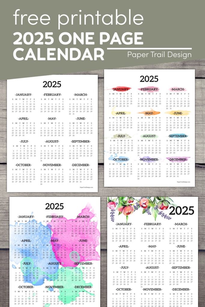 2025 Printable Calendar One Page - Paper Trail Design