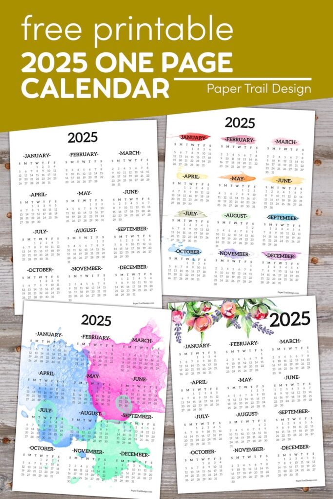 2025 Printable Calendar One Page - Paper Trail Design