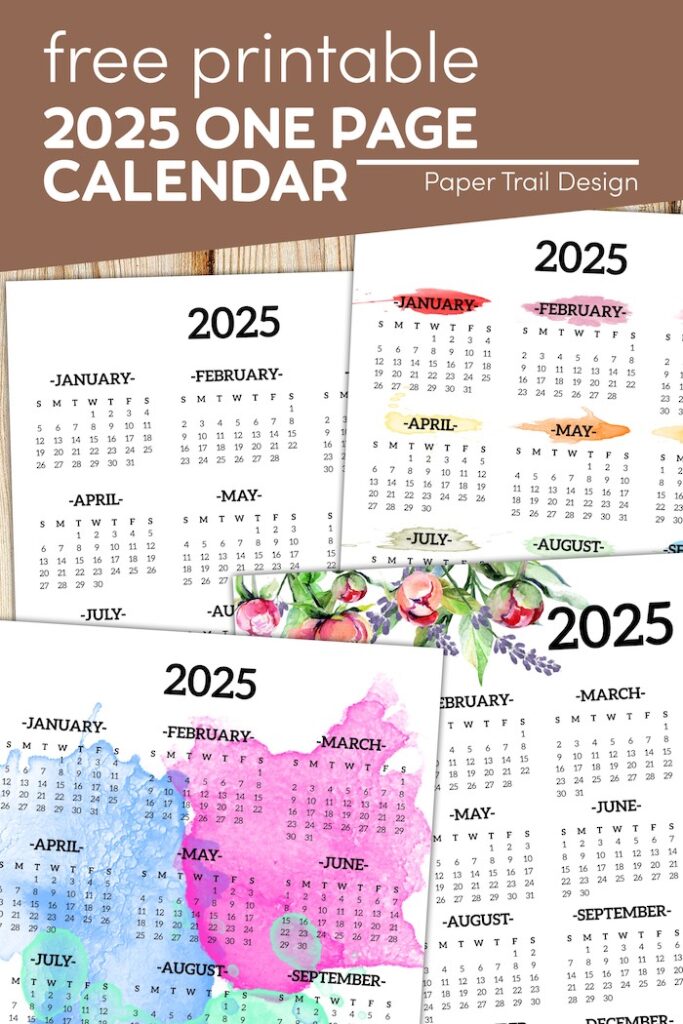 2025 Printable Calendar One Page - Paper Trail Design