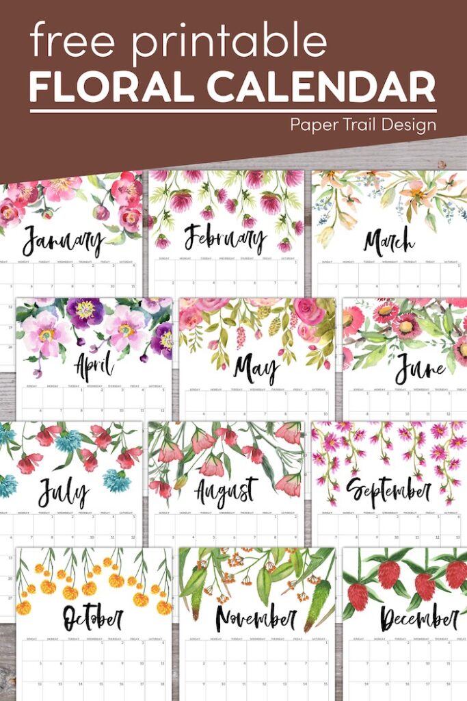 Free Printable 2025 Floral Calendar - Paper Trail Design