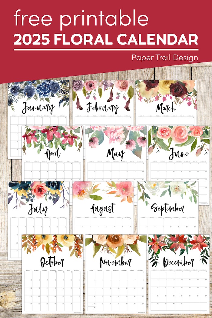 Floral 2025 Calendar Printable - Paper Trail Design
