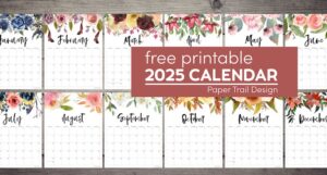 Floral 2025 Calendar Printable - Paper Trail Design