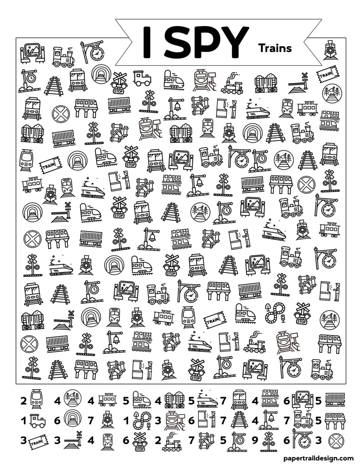 Free Printable I Spy Trains Activity - Paper Trail Design