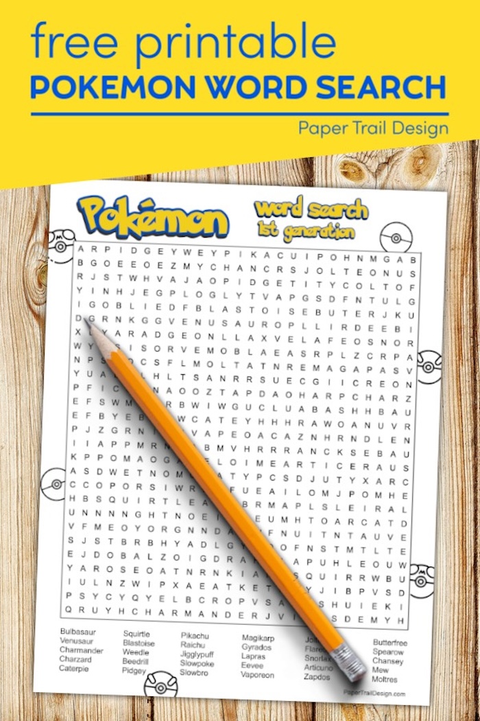 Pokémon Word Search Printable - Paper Trail Design