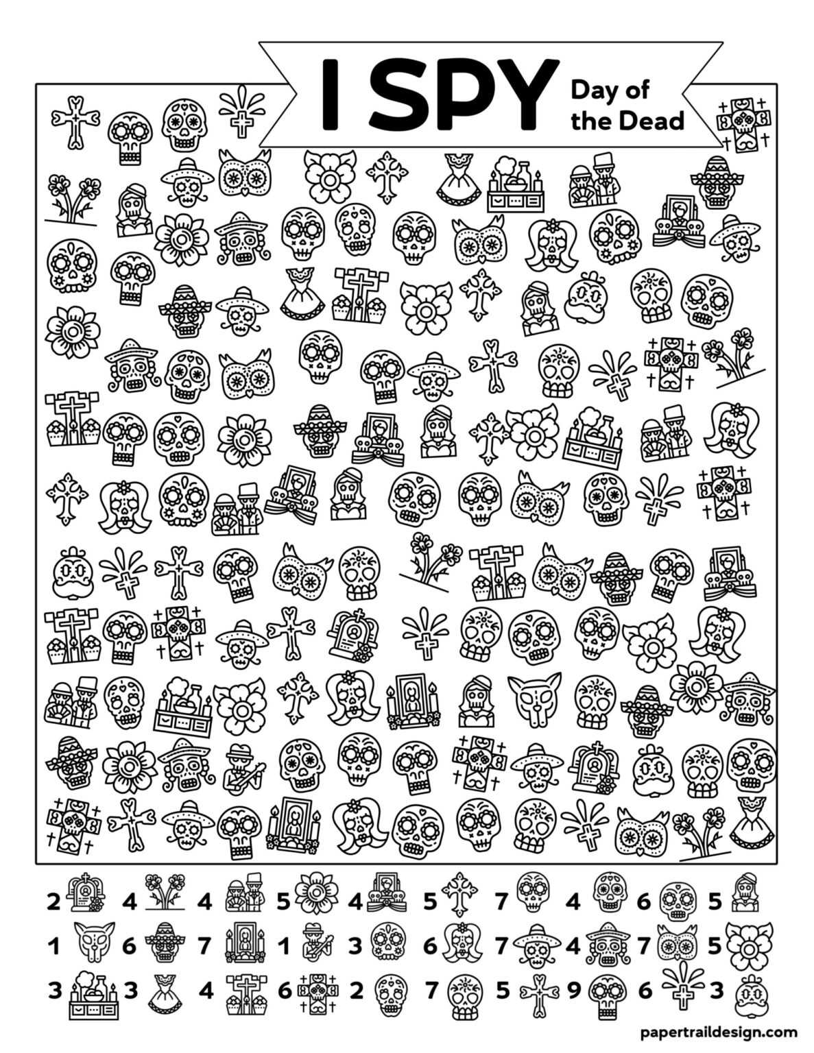 I Spy Day of the Dead Activity - Paper Trail Design